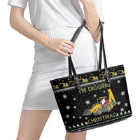 Im Digging Christmas Leather Tote Bag Tractor Santa Claus DT04 - Wonder Print Shop