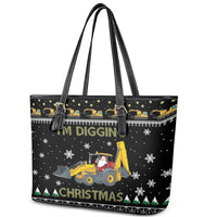Im Digging Christmas Leather Tote Bag Tractor Santa Claus DT04 - Wonder Print Shop