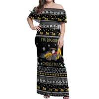 Im Digging Christmas Off Shoulder Maxi Dress Tractor Santa Claus DT04 - Wonder Print Shop