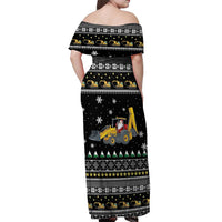 Im Digging Christmas Off Shoulder Maxi Dress Tractor Santa Claus DT04 - Wonder Print Shop
