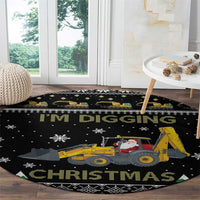 Im Digging Christmas Round Carpet Tractor Santa Claus