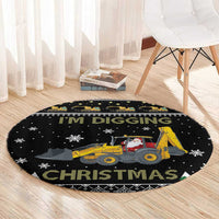 Im Digging Christmas Round Carpet Tractor Santa Claus