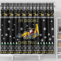 Im Digging Christmas Shower Curtain Tractor Santa Claus