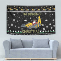 Im Digging Christmas Tapestry Tractor Santa Claus DT04 - Wonder Print Shop