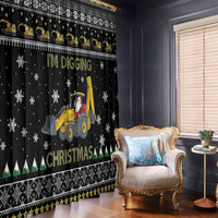 Im Digging Christmas Window Curtain Tractor Santa Claus DT04 - Wonder Print Shop