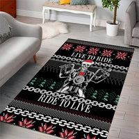 Live To Ride Motorbike Skeleton Area Rug Biker Skull Christmas DT04 - Wonder Print Shop