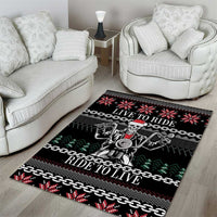 Live To Ride Motorbike Skeleton Area Rug Biker Skull Christmas DT04 - Wonder Print Shop