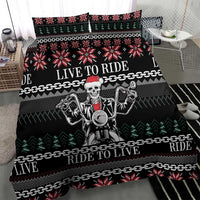 Live To Ride Motorbike Skeleton Bedding Set Biker Skull Christmas DT04 - Wonder Print Shop