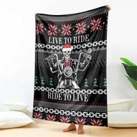 Live To Ride Motorbike Skeleton Blanket Biker Skull Christmas