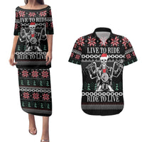 Live To Ride Motorbike Skeleton Couples Matching Puletasi and Hawaiian Shirt Biker Skull Christmas DT04 - Wonder Print Shop
