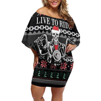 Live To Ride Motorbike Skeleton Family Matching Off Shoulder Short Dress and Hawaiian Shirt Biker Skull Christmas DT04 - Wonder Print Shop