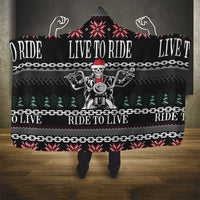 Live To Ride Motorbike Skeleton Hooded Blanket Biker Skull Christmas