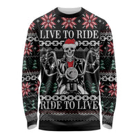 Live To Ride Motorbike Skeleton Long Sleeve Shirt Biker Skull Christmas DT04 - Wonder Print Shop