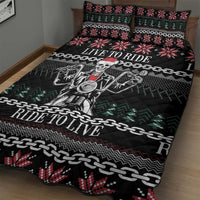 Live To Ride Motorbike Skeleton Quilt Bed Set Biker Skull Christmas DT04 - Wonder Print Shop