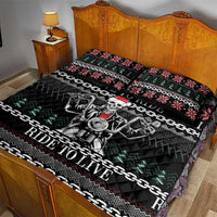 Live To Ride Motorbike Skeleton Quilt Bed Set Biker Skull Christmas DT04 - Wonder Print Shop