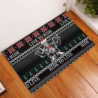 Live To Ride Motorbike Skeleton Rubber Doormat Biker Skull Christmas DT04 - Wonder Print Shop