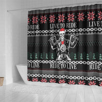 Live To Ride Motorbike Skeleton Shower Curtain Biker Skull Christmas