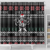 Live To Ride Motorbike Skeleton Shower Curtain Biker Skull Christmas