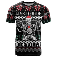 Live To Ride Motorbike Skeleton T Shirt Biker Skull Christmas DT04 - Wonder Print Shop