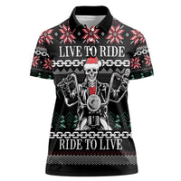 Live To Ride Motorbike Skeleton Women Polo Shirt Biker Skull Christmas DT04 - Wonder Print Shop