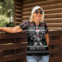 Live To Ride Motorbike Skeleton Women Polo Shirt Biker Skull Christmas DT04 - Wonder Print Shop