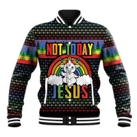 LGBT Not Today Jesus Baseball Jacket Rainbow Christmas DT04 - Wonder Print Shop