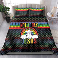 LGBT Not Today Jesus Bedding Set Rainbow Christmas DT04 - Wonder Print Shop