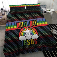 LGBT Not Today Jesus Bedding Set Rainbow Christmas DT04 - Wonder Print Shop