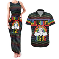 LGBT Not Today Jesus Couples Matching Tank Maxi Dress and Hawaiian Shirt Rainbow Christmas DT04 - Wonder Print Shop