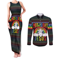 LGBT Not Today Jesus Couples Matching Tank Maxi Dress and Long Sleeve Button Shirt Rainbow Christmas DT04 - Wonder Print Shop