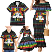 LGBT Not Today Jesus Family Matching Mermaid Dress and Hawaiian Shirt Rainbow Christmas DT04 - Wonder Print Shop