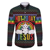 LGBT Not Today Jesus Family Matching Off The Shoulder Long Sleeve Dress and Hawaiian Shirt Rainbow Christmas DT04 - Wonder Print Shop