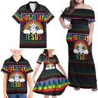 LGBT Not Today Jesus Family Matching Off Shoulder Maxi Dress and Hawaiian Shirt Rainbow Christmas DT04 - Wonder Print Shop