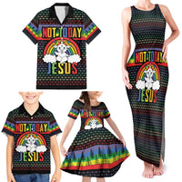 LGBT Not Today Jesus Family Matching Tank Maxi Dress and Hawaiian Shirt Rainbow Christmas DT04 - Wonder Print Shop