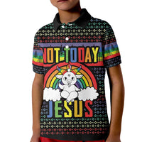 LGBT Not Today Jesus Kid Polo Shirt Rainbow Christmas DT04 - Wonder Print Shop