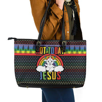 LGBT Not Today Jesus Leather Tote Bag Rainbow Christmas DT04 - Wonder Print Shop