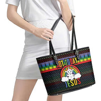 LGBT Not Today Jesus Leather Tote Bag Rainbow Christmas DT04 - Wonder Print Shop