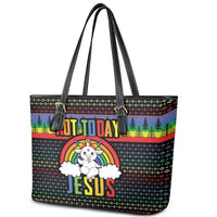 LGBT Not Today Jesus Leather Tote Bag Rainbow Christmas DT04 - Wonder Print Shop