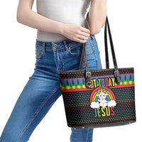 LGBT Not Today Jesus Leather Tote Bag Rainbow Christmas DT04 - Wonder Print Shop
