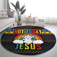 LGBT Not Today Jesus Round Carpet Rainbow Christmas