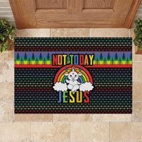 LGBT Not Today Jesus Rubber Doormat Rainbow Christmas DT04 - Wonder Print Shop