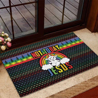 LGBT Not Today Jesus Rubber Doormat Rainbow Christmas DT04 - Wonder Print Shop