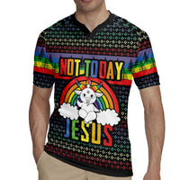 LGBT Not Today Jesus Rugby Jersey Rainbow Christmas DT04 - Wonder Print Shop