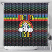LGBT Not Today Jesus Shower Curtain Rainbow Christmas