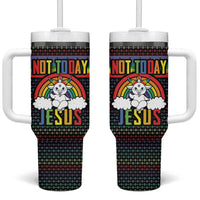 LGBT Not Today Jesus Tumbler With Handle Rainbow Christmas DT04 - Wonder Print Shop