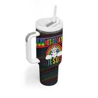 LGBT Not Today Jesus Tumbler With Handle Rainbow Christmas DT04 - Wonder Print Shop