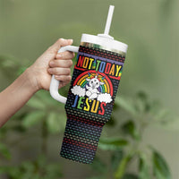 LGBT Not Today Jesus Tumbler With Handle Rainbow Christmas DT04 - Wonder Print Shop