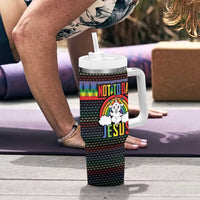 LGBT Not Today Jesus Tumbler With Handle Rainbow Christmas DT04 - Wonder Print Shop
