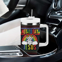 LGBT Not Today Jesus Tumbler With Handle Rainbow Christmas DT04 - Wonder Print Shop