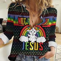 LGBT Not Today Jesus Women Casual Shirt Rainbow Christmas DT04 - Wonder Print Shop
